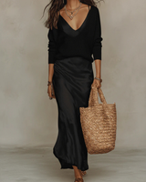 Women's Two-Piece Set Maxi Slip Dress V-Neck Sweater – Resort Daytime