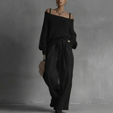 Women's Two-Piece Set Off-Shoulder Long Sleeve Wide Leg – Resort Strolls