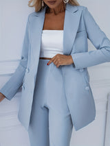 Women's Two Piece Suit Set Double Breasted Blazer Trouser – Office Wear