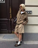 Women's Utility Jacket Stand Collar Zip Front Long Sleeve - Casual