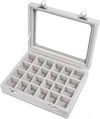 Women's Velvet Jewelry Box Rectangular Clear Lid Compartments – Dresser Setup