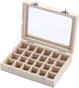 Women's Velvet Jewelry Box Rectangular Clear Lid Compartments – Dresser Setup
