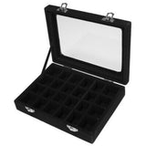 Women's Velvet Jewelry Box Rectangular Clear Lid Compartments – Dresser Setup