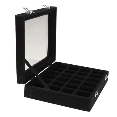 Women's Velvet Jewelry Box Rectangular Clear Lid Compartments – Dresser Setup
