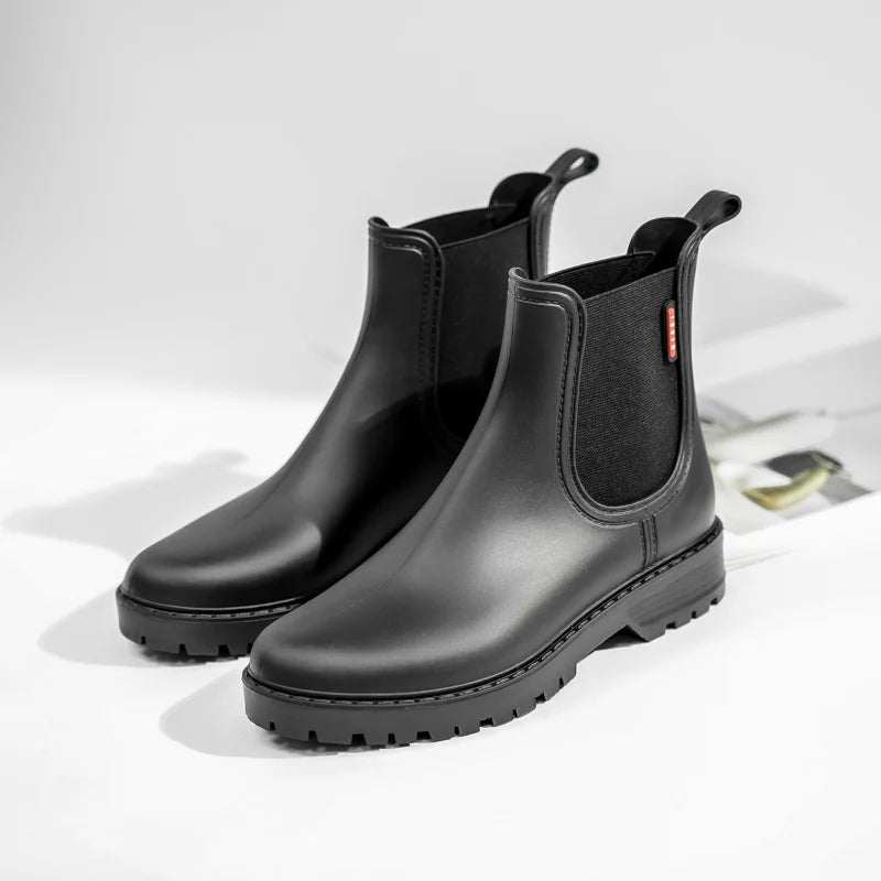 Women's Waterproof Rain Ankle Boots Side Panel Pull Tab – Wet Weather Wear