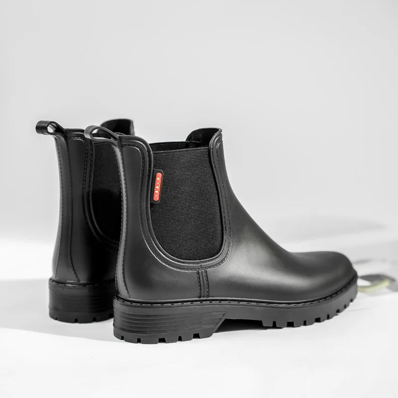Women's Waterproof Rain Ankle Boots Side Panel Pull Tab – Wet Weather Wear