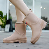 Women's Waterproof Rain Ankle Boots Slip On Mid Shaft – Rainy Day Essential