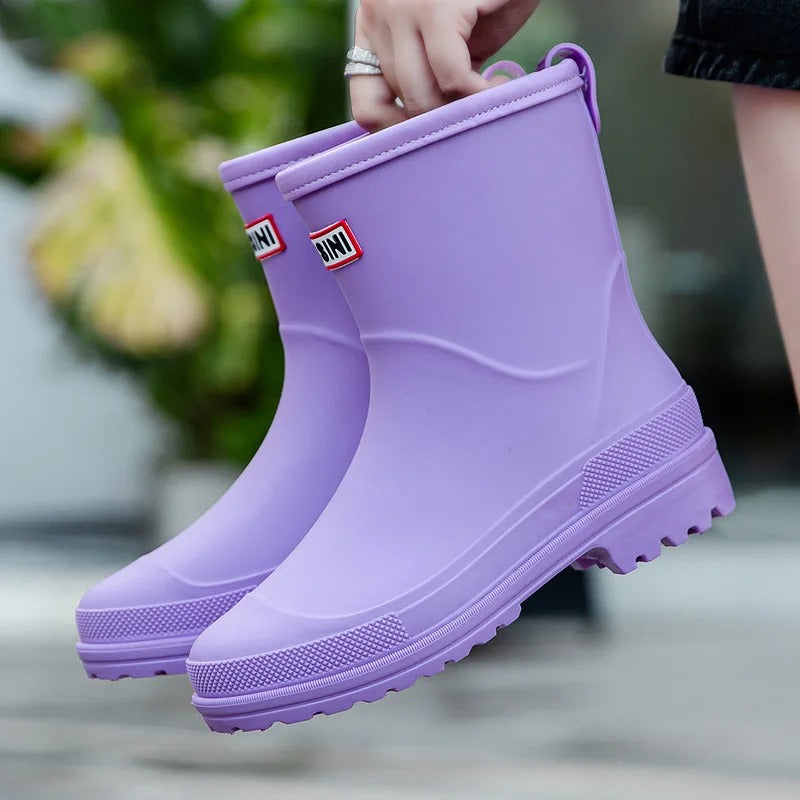 Women's Waterproof Rain Ankle Boots Slip On Mid Shaft – Rainy Day Essential