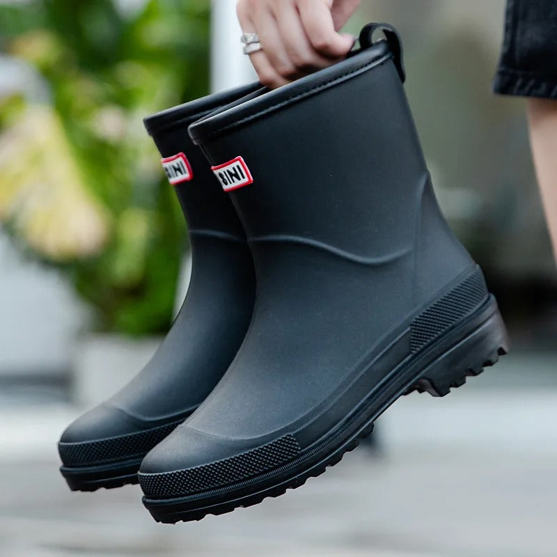 Women's Waterproof Rain Ankle Boots Slip On Mid Shaft – Rainy Day Essential