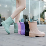 Women's Waterproof Rain Ankle Boots Slip On Mid Shaft – Rainy Day Essential