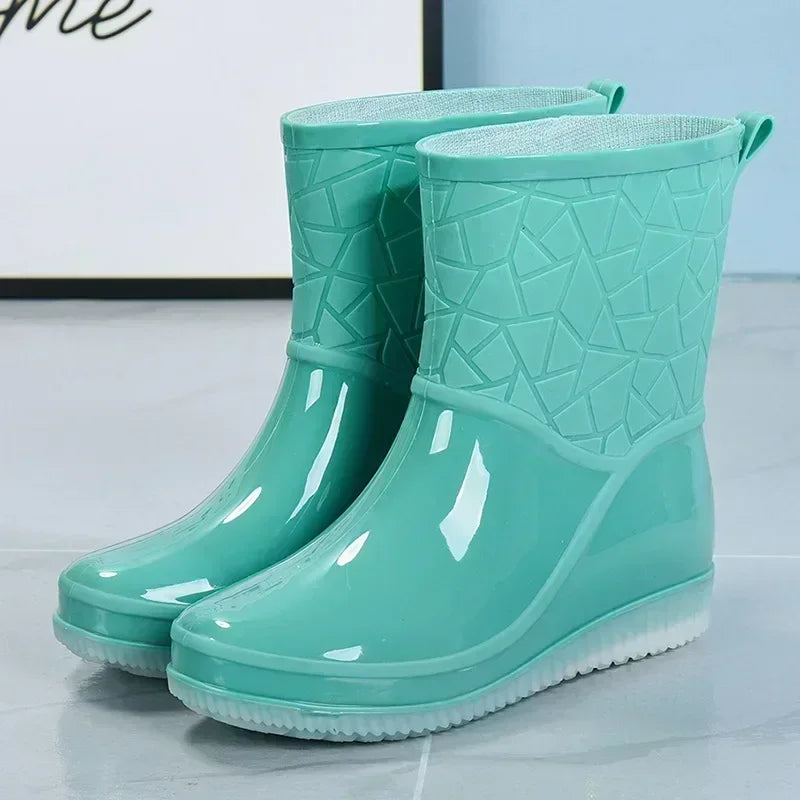 Women's Waterproof Rain Boots Round Toe Mid Calf – Rainy Day Errands