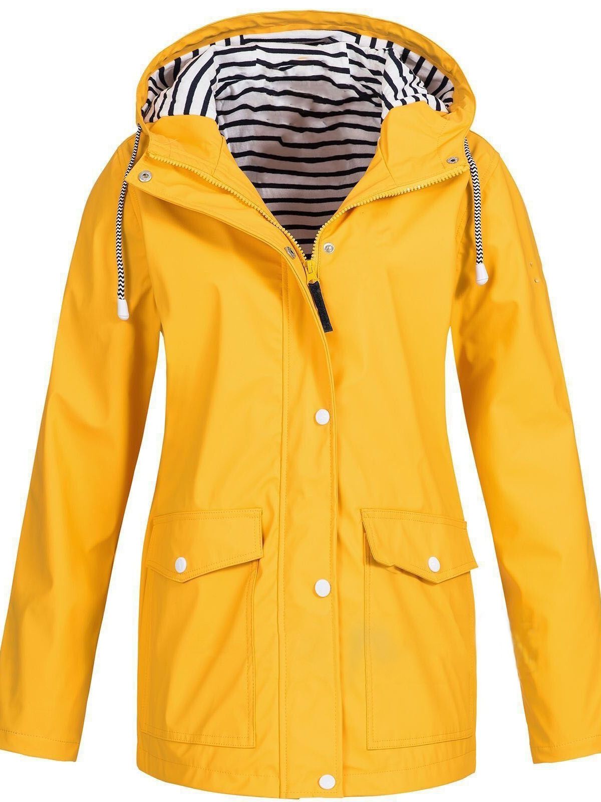Women’s Waterproof Rain Jacket Hooded Zip Front Flap Pockets – Outdoor Market Visits