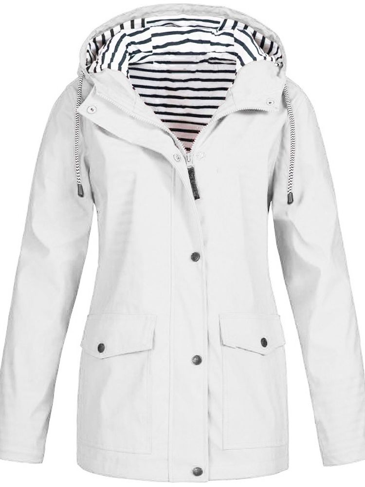 Women’s Waterproof Rain Jacket Hooded Zip Front Flap Pockets – Outdoor Market Visits