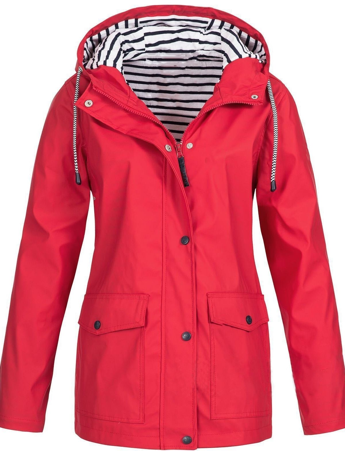 Women’s Waterproof Rain Jacket Hooded Zip Front Flap Pockets – Outdoor Market Visits