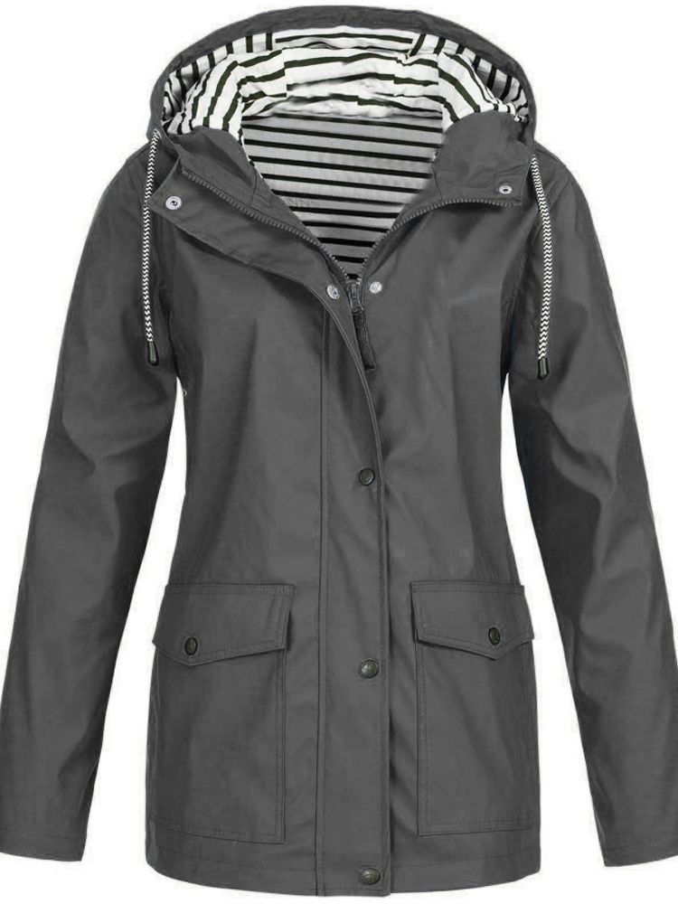 Women’s Waterproof Rain Jacket Hooded Zip Front Flap Pockets – Outdoor Market Visits