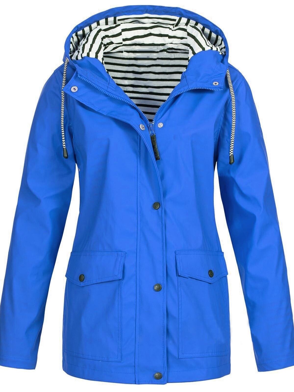 Women’s Waterproof Rain Jacket Hooded Zip Front Flap Pockets – Outdoor Market Visits