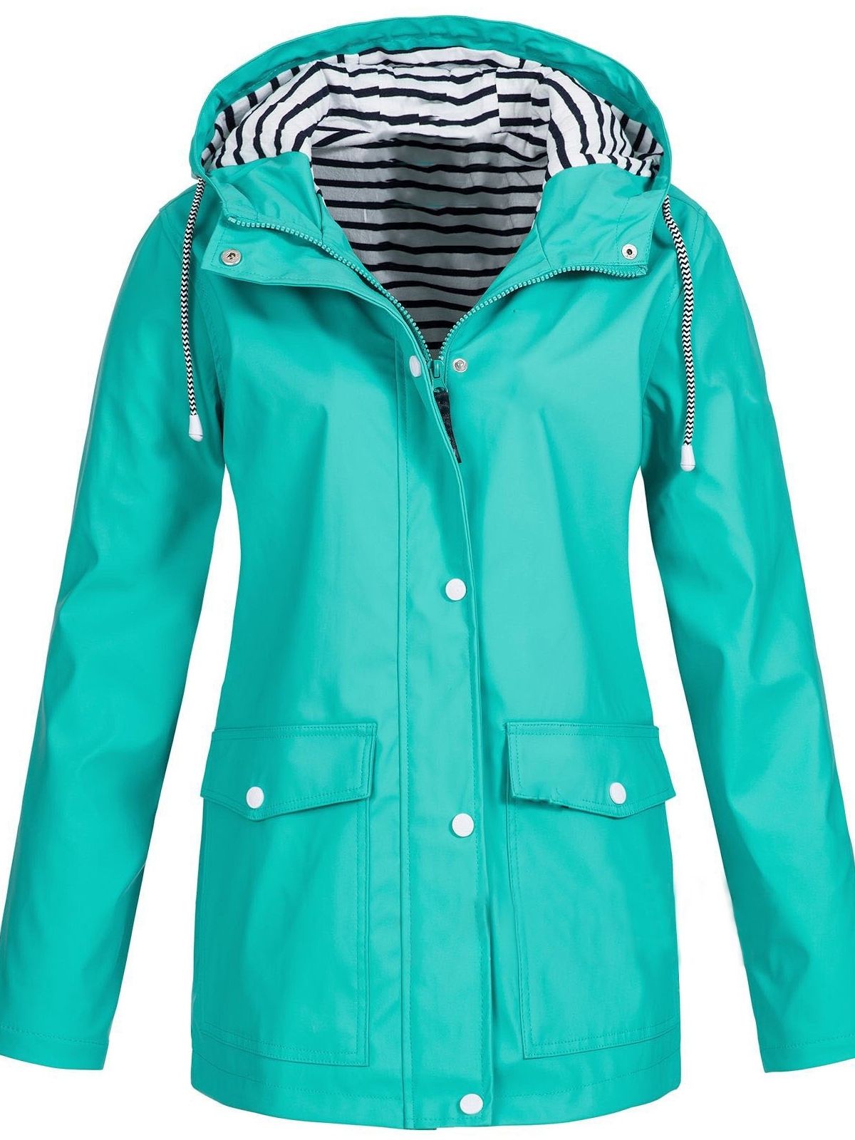 Women’s Waterproof Rain Jacket Hooded Zip Front Flap Pockets – Outdoor Market Visits