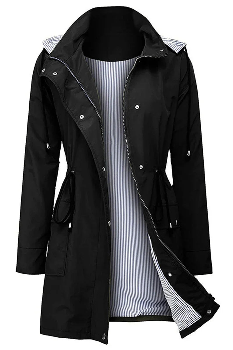 Women’s Weatherproof Rain Jacket Hooded Snap-Front Drawstring Waist – Rainy Day Commutes