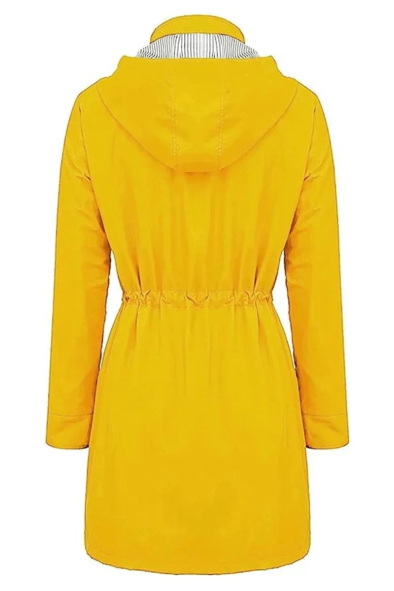 Women’s Weatherproof Rain Jacket Hooded Snap-Front Drawstring Waist – Rainy Day Commutes