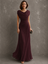 Women’s Wedding Guest Maxi Dress Cowl Neck Ruched Waist Sleeveless – Formal Receptions