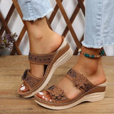 Women's Wedge Sandals Floral Strap Open Toe Slide – Garden Party