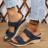 Women's Wedge Sandals Floral Strap Open Toe Slide – Garden Party