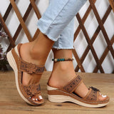 Women's Wedge Sandals Floral Strap Open Toe Slide – Garden Party