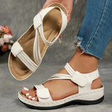 Women's Wedge Sandals Open Toe Braided Strap Hook Loop – Daytime Outings