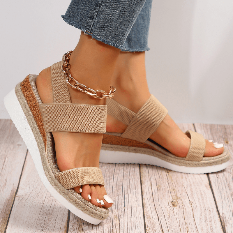 Women's Wedge Sandals Open Toe Two Strap Espadrille Platform – Beach Vacation