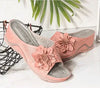 Women's Wedge Slide Sandals Floral Applique Open Toe – Casual Walking