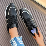 Women's Wedge Sneakers Lace Up Perforated Low Top – Casual Outings