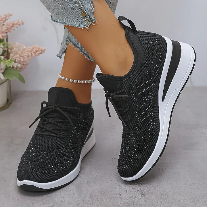 Women's Wedge Sneakers Low Top Lace Up – Round Toe Openwork Casual