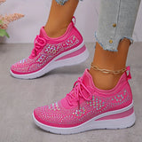 Women's Wedge Sneakers Low Top Lace Up – Round Toe Openwork Casual