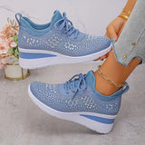 Women's Wedge Sneakers Low Top Lace Up – Round Toe Openwork Casual