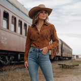 Women’s Western Shirt Point Collar Button Front Fringe Detail – Country Fair Visits