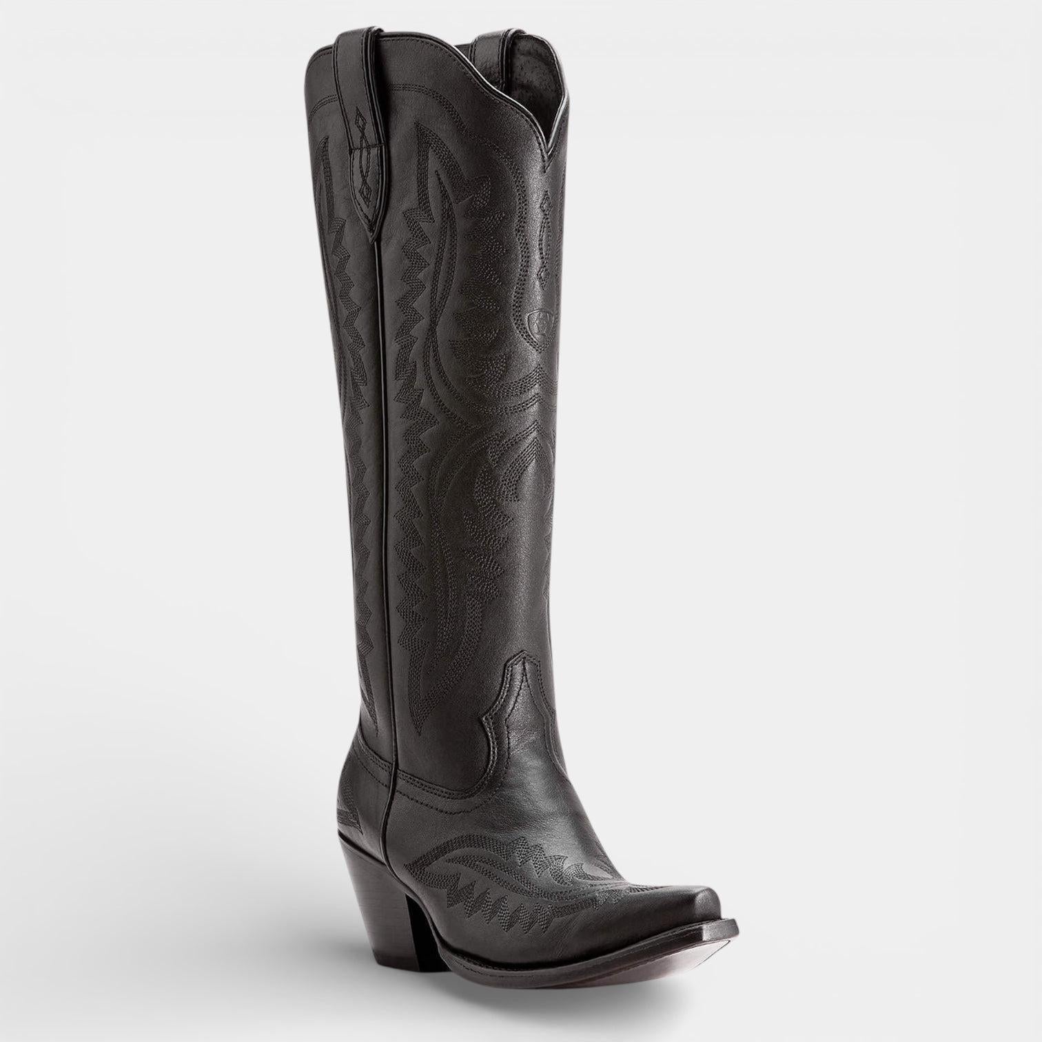 Women's Western Stitched Knee-High Boots Pointed Toe Side Zipper – Rodeo Night