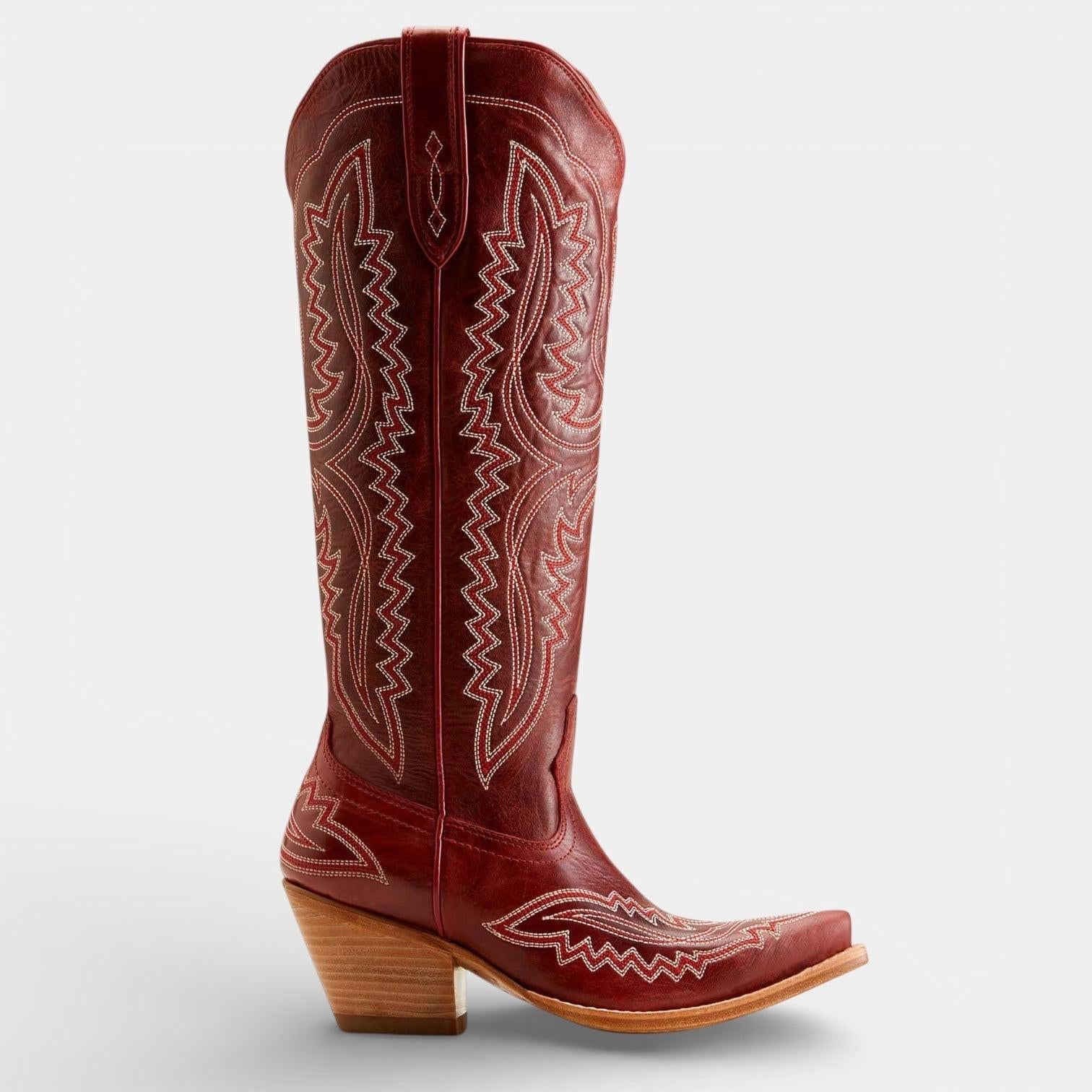 Women's Western Stitched Knee-High Boots Pointed Toe Side Zipper – Rodeo Night