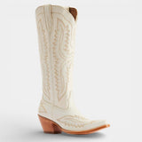 Women's Western Stitched Knee-High Boots Pointed Toe Side Zipper – Rodeo Night