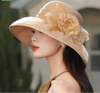 Women's Wide Brim Sun Hat Woven Floral – Beach Vacation Boho Summer