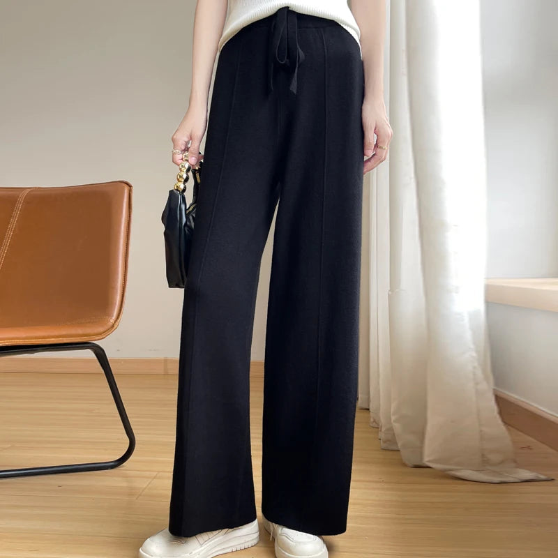 Women's Wide Leg Lounge Pants Drawstring Waist – Easygoing Daily Wear