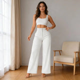 Women's Wide-Leg Pants Broad Upper Edge Front Pleats – Client Meeting
