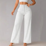 Women's Wide-Leg Pants Broad Upper Edge Front Pleats – Client Meeting