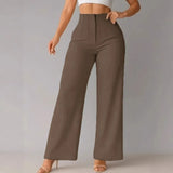 Women's Wide-Leg Pants Broad Upper Edge Front Pleats – Client Meeting