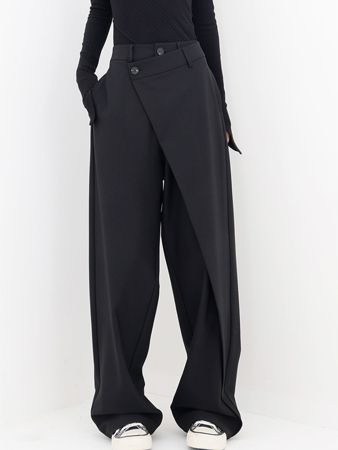 Women's Wide Leg Pants High Waist Wrap Front Button – Going Out