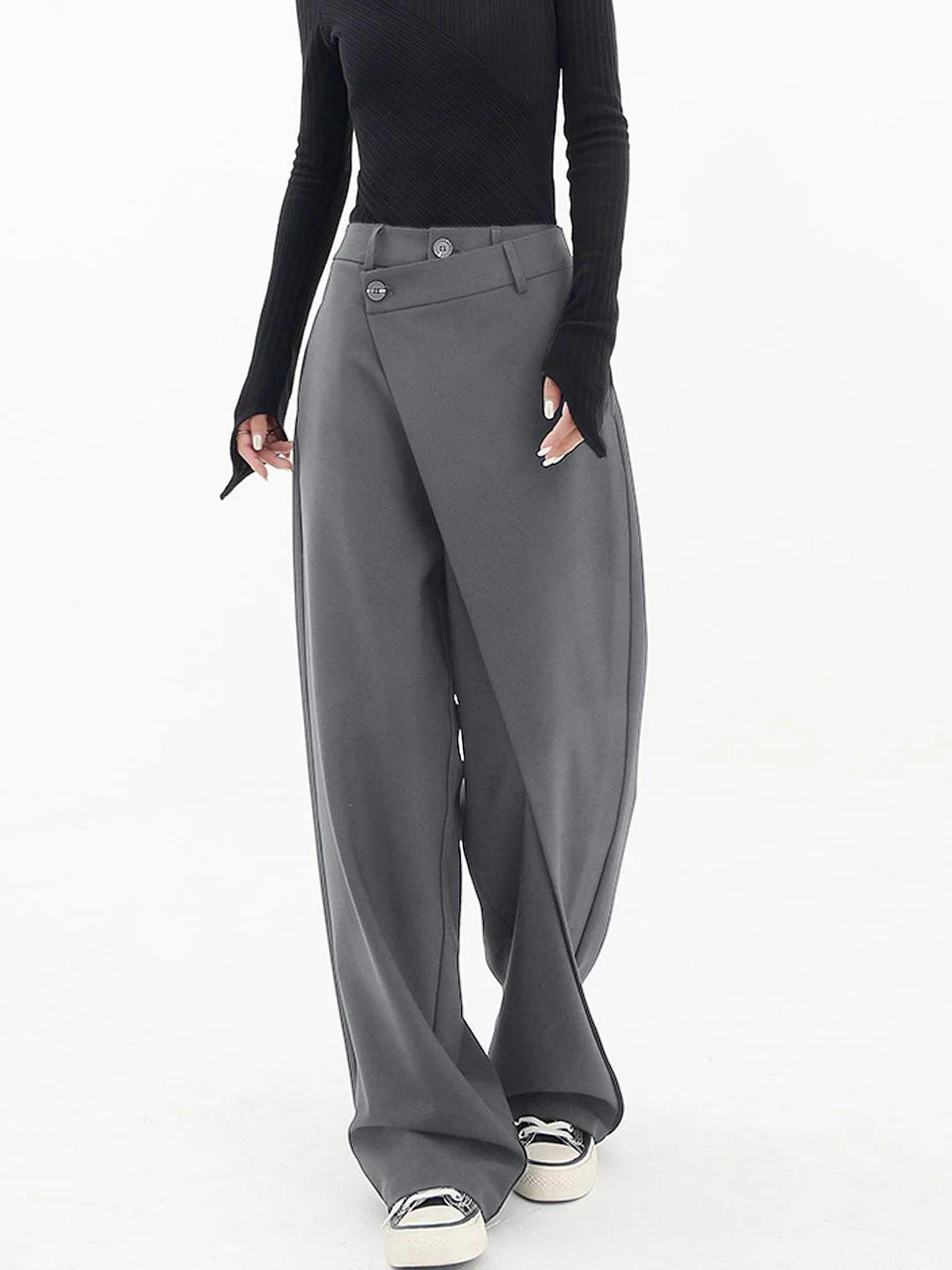 Women's Wide Leg Pants High Waist Wrap Front Button – Going Out