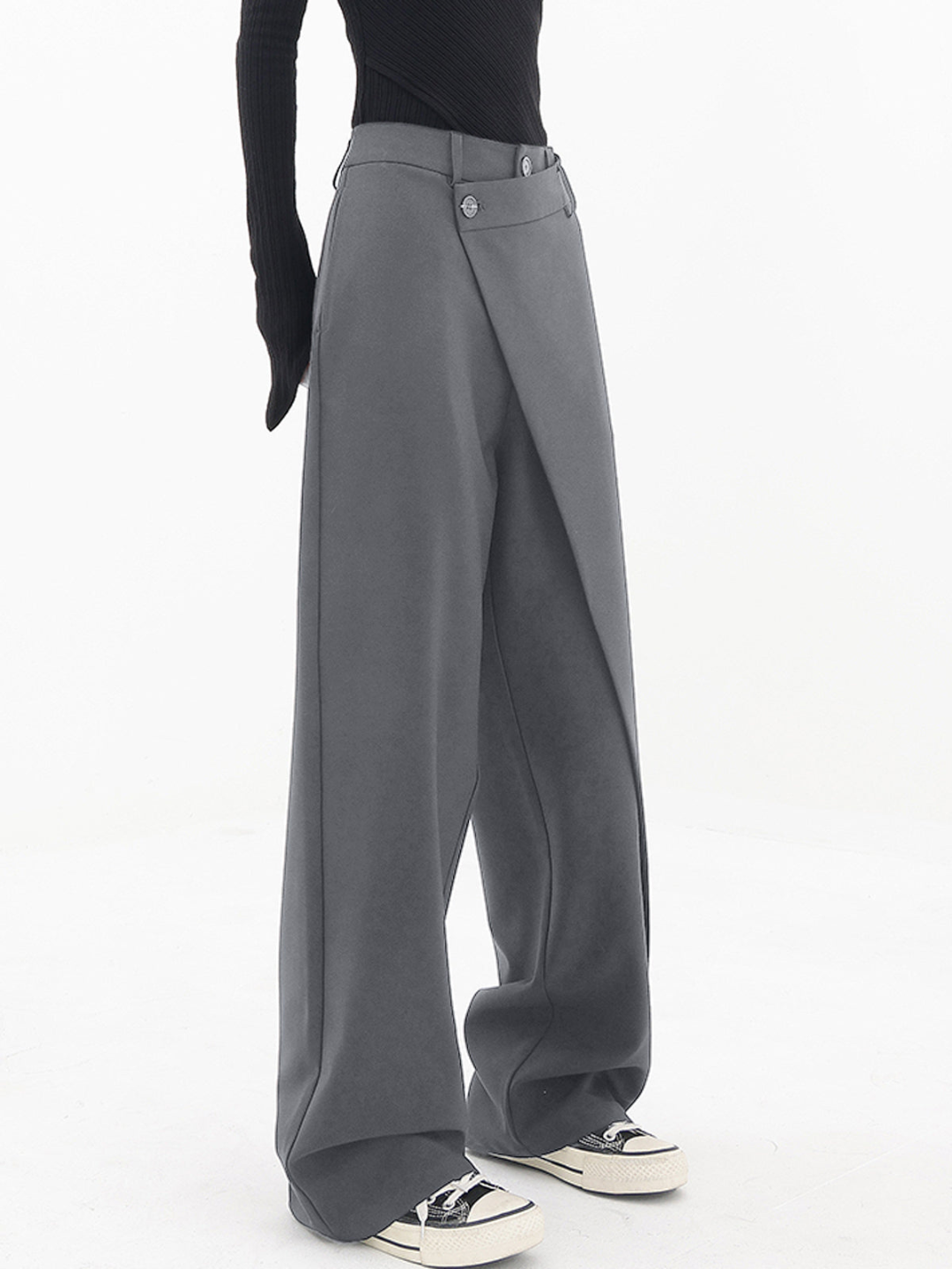 Women's Wide Leg Pants High Waist Wrap Front Button – Going Out