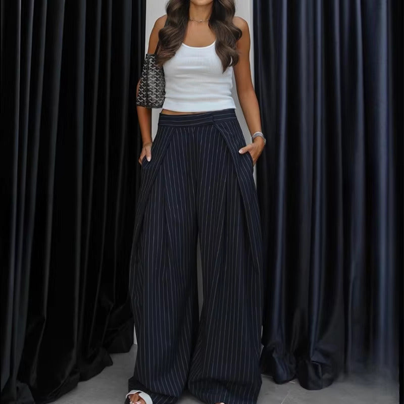 Women's Wide-Leg Pants Pleated Front Full Length – Office Presentation