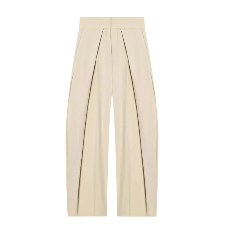 Women's Wide-Leg Pants Pleated Front Full Length – Office Presentation