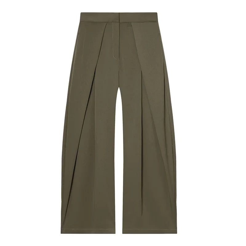 Women's Wide-Leg Pants Pleated Front Full Length – Office Presentation
