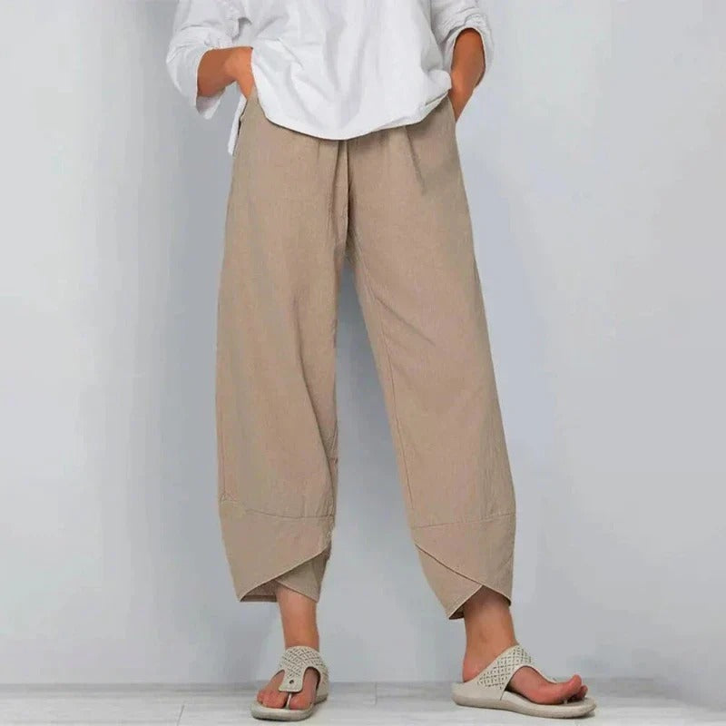 Women's Wide-Leg Pants Pleated Front Tulip Hem Side Pockets – Garden Walk